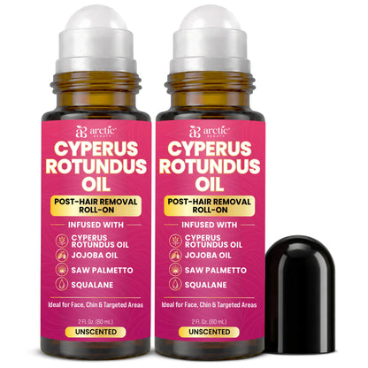 Cyperus Rotundus Oil, Infused with Jojoba, Saw Palmetto & Squalane, Natural Hair Removal Oil, Reduces Unwanted Hair Growth, Moisturizes & Soothes Skin, Roll-On Post-Wax & After-Shave Care