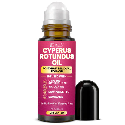 Cyperus Rotundus Oil, Infused with Jojoba, Saw Palmetto & Squalane, Natural Hair Removal Oil, Reduces Unwanted Hair Growth, Moisturizes & Soothes Skin, Roll-On Post-Wax & After-Shave Care