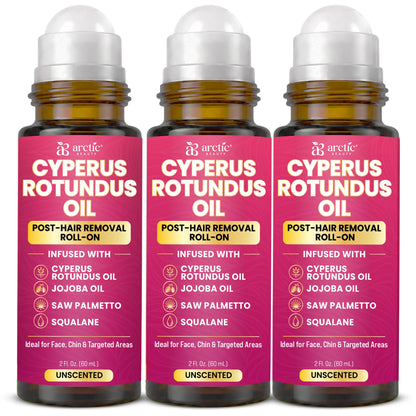 Cyperus Rotundus Oil, Infused with Jojoba, Saw Palmetto & Squalane, Natural Hair Removal Oil, Reduces Unwanted Hair Growth, Moisturizes & Soothes Skin, Roll-On Post-Wax & After-Shave Care